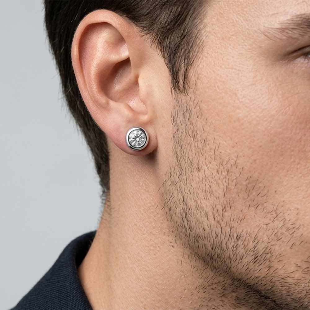 Urthn Silver Plated Stud Mens Earrings (1 PC)(Pack of 12)
