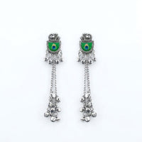 Urthn Vintage Oxidised Peacock Inspired Kashmiri Dangler Earrings(Pack of 6)