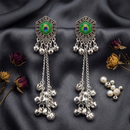 Urthn Vintage Oxidised Peacock Inspired Kashmiri Dangler Earrings(Pack of 6)