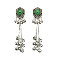 Urthn Vintage Oxidised Peacock Inspired Kashmiri Dangler Earrings(Pack of 6)