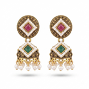 Urthn Antique Gold Plated Pearl Jhumki Earrings for Women(Pack Of 6)