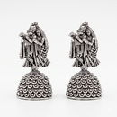 Urthn Oxidised Silver Plated Traditional Radha Krishna Jhumki Earrings for Women(Pack Of 6)