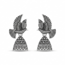 Urthn Oxidised Silver Plated Traditional Bird  Shape Jhumki Earrings for Women(Pack Of 6)