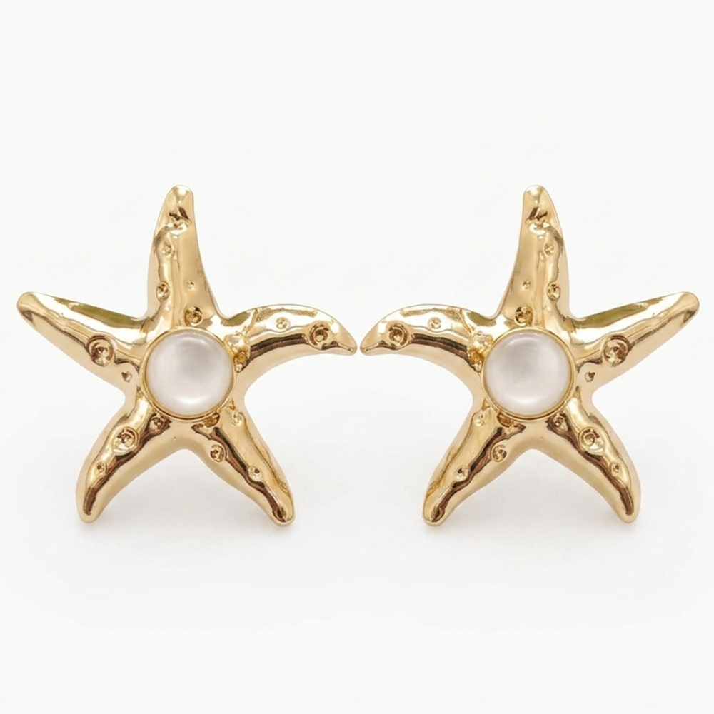 Urthn Gold Plated Stylish Starfish Earring for Women(Pack of 6)
