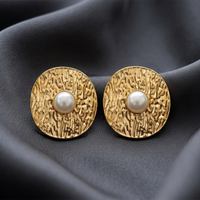 Urthn Pearl Stud Round Earrings Contemporary Fashion Jewelry Collection(Pack of 6)