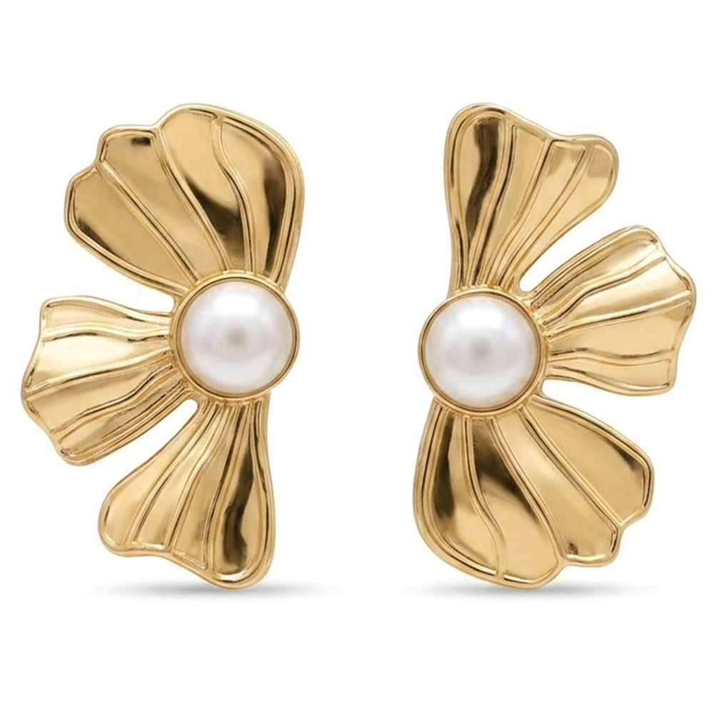 Urthn Trendy Gold Plated Flower Petals Design Earring(Pack of 6)