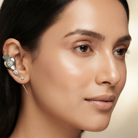 Urthn Oxidised Plated Heart Shape Ear cuff(Pack of 6)
