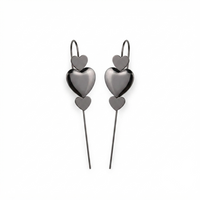 Urthn Black Plated Heart Shape Ear cuff(Pack of 6)