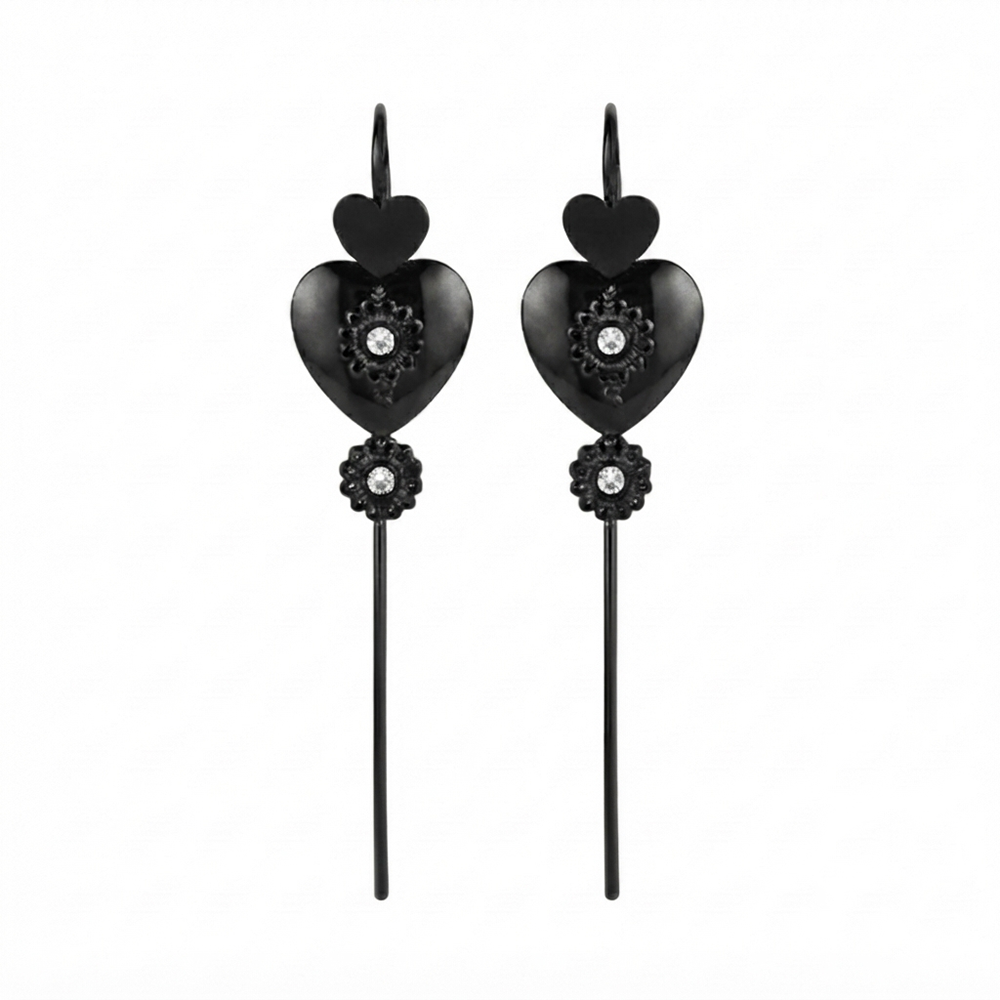 Urthn Black Plated Heart Shape Ear cuff(Pack of 6)