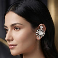 Urthn Oxidised Plated Floral Ear cuff(Pack of 6)