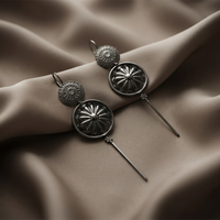 Urthn Black Plated Round Ear cuff(Pack of 6)