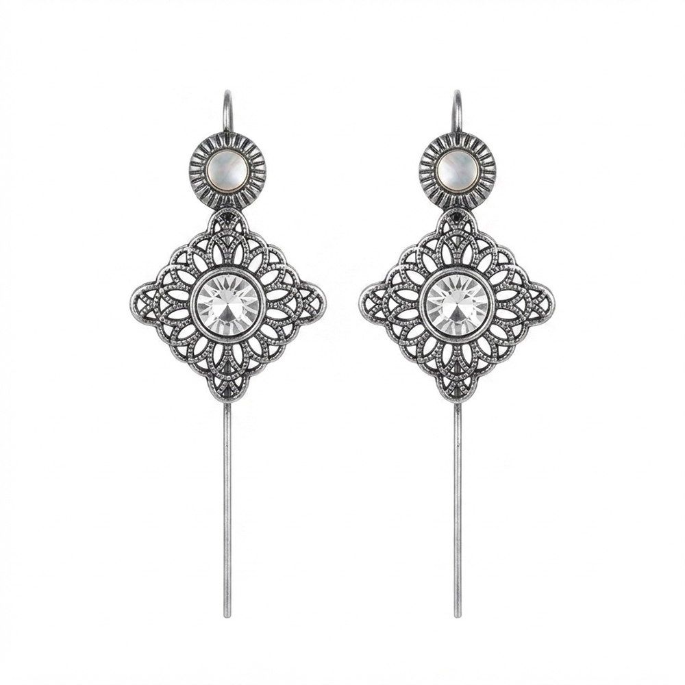Urthn Oxidised Plated Oval Ear cuff(Pack of 6)