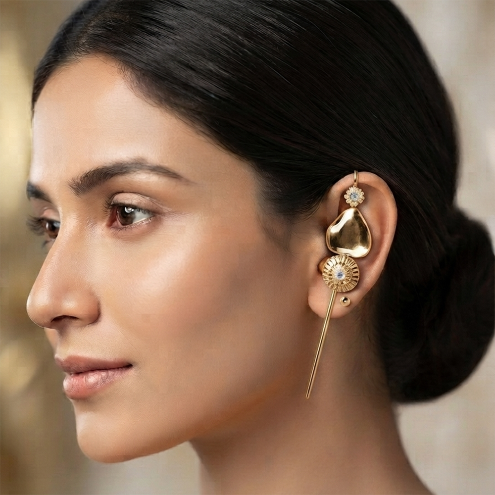 Urthn Gold Plated Heart Shape Ear cuff(Pack of 6)