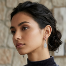 Urthn Silver Plated Austrian Stone Eye Shape Hoop Earrings for Women(Pack Of 6)
