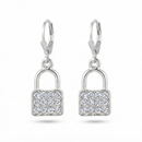 Urthn Silver Plated Austrian Stone Lock Shape Hoop Earrings for Women(Pack Of 6)