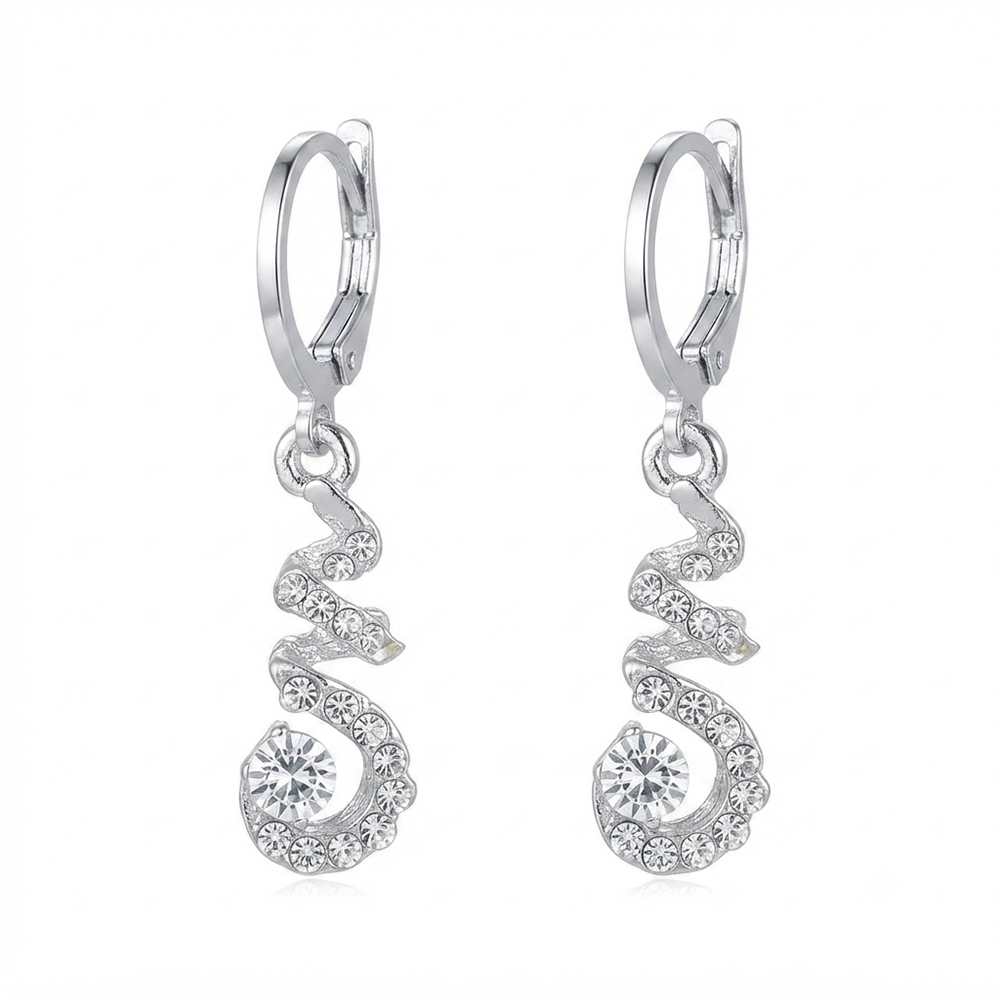 Urthn Silver Plated Austrian Stone S-Curved Shape Hoop Earrings for Women(Pack Of 6)
