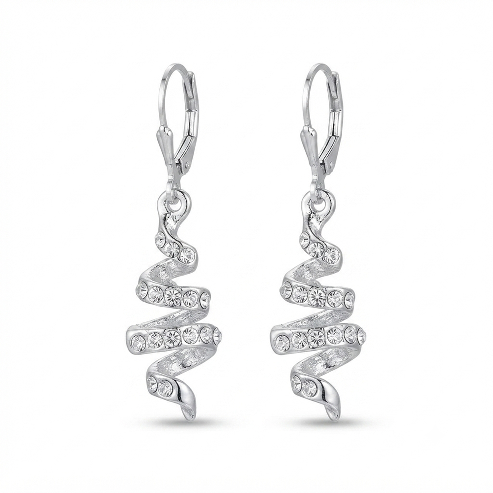 Urthn Silver Plated Austrian Stone S-Curved Shape Hoop Earrings for Women(Pack Of 6)