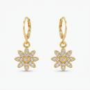 Urthn Gold Plated Austrian Stone Floral Shape Hoop Earrings for Women(Pack Of 6)