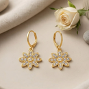 Urthn Gold Plated Austrian Stone Floral Shape Hoop Earrings for Women
