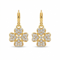Urthn Gold Plated Austrian Stone Floral Shape Hoop Earrings for Women(Pack Of 6)