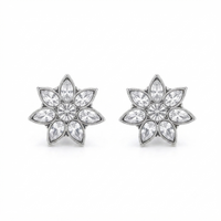 Urthn Silver Plated Austrian Stone Stud Earrings (Pack of 6 )