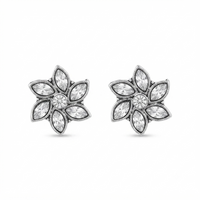 Urthn Silver Plated Austrian Stone Stud Earrings (Pack of 6 )