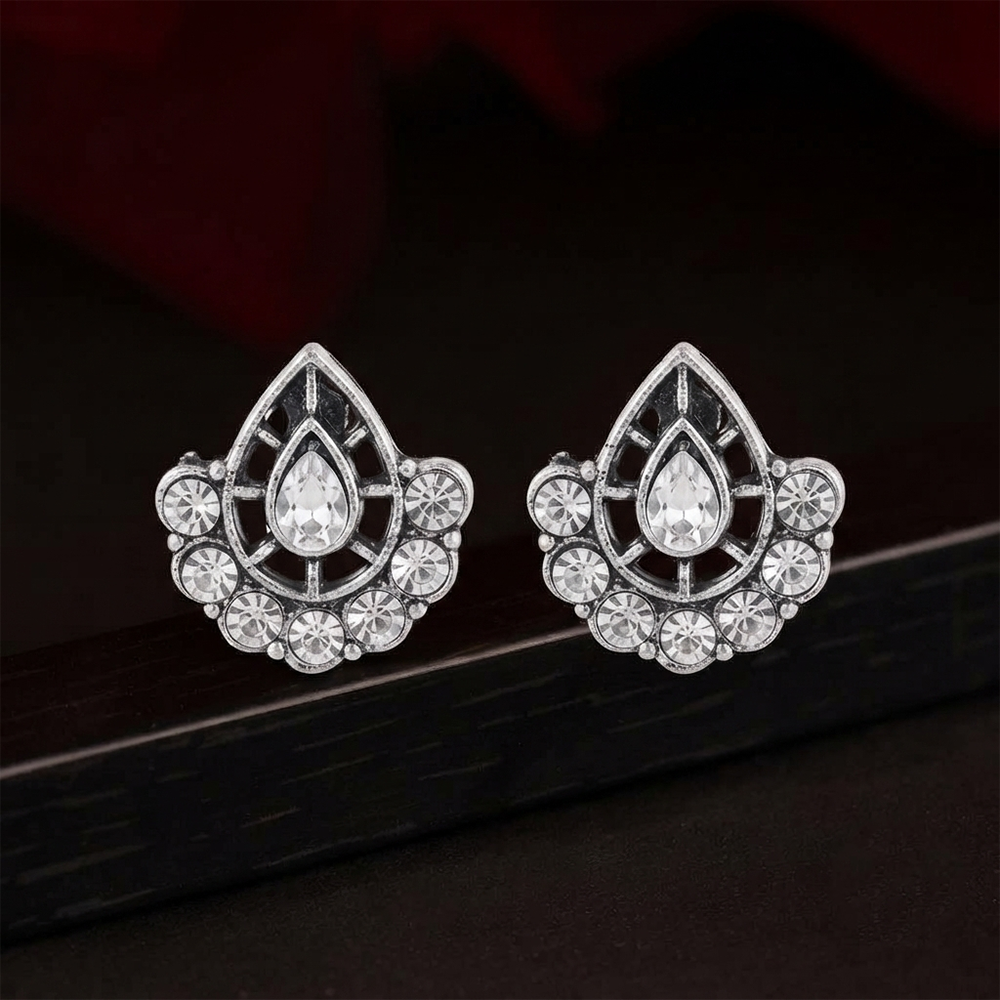 Urthn Silver Plated Austrian Stone Stud Earrings 