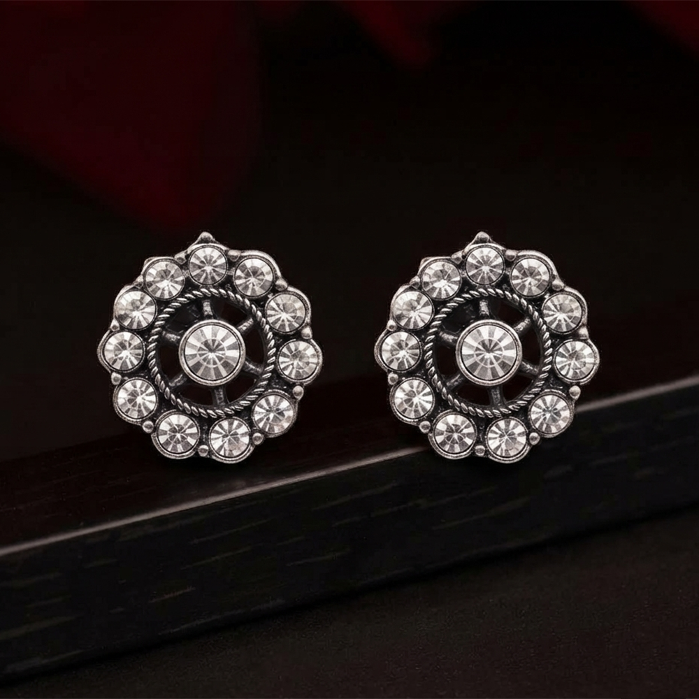 Urthn Silver Plated Austrian Stone Stud Earrings 