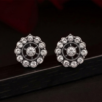 Urthn Silver Plated Austrian Stone Stud Earrings 