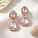 Urthn Rose Gold Plated Kundan And Austrian Stone Dangler Earrings