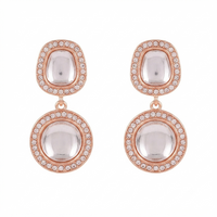 Urthn Rose Gold Plated Kundan And Austrian Stone Dangler Earrings(Pack of 6 )