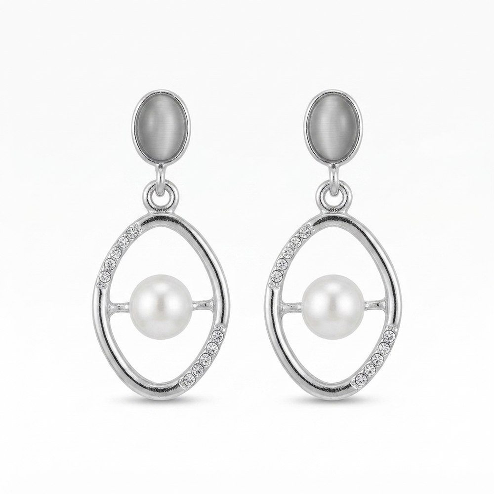 Urthn Silver Plated Monalisa Stone Dangler Earrings(Pack of 6 )