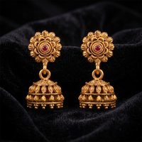 Urthn Antique Gold Plated Temple Jhumki Earrings