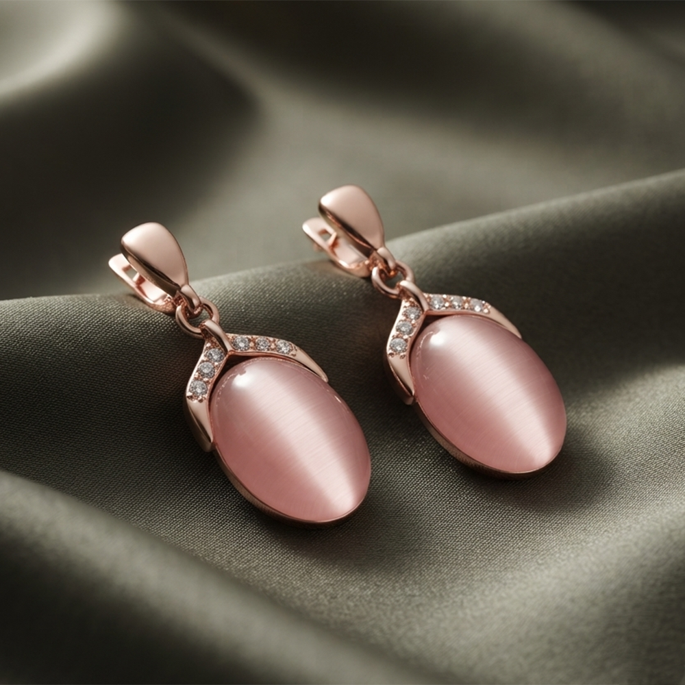 Urthn Rose Gold Plated Monalisa Stone Dangler Earrings