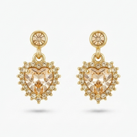 Urthn Gold Plated Austrian Stone Small Dangler Earrings(Pack of 6 )