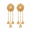 Urthn Traditional Gold Plated Pearl Chain Kashmiri  Jhumki Earrings for Women(Pack of 3)