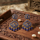 Urthn Designer Stone & Pearl Chandelier Earrings for Women