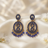 Urthn Designer Stone & Pearl Chandelier Earrings for Women