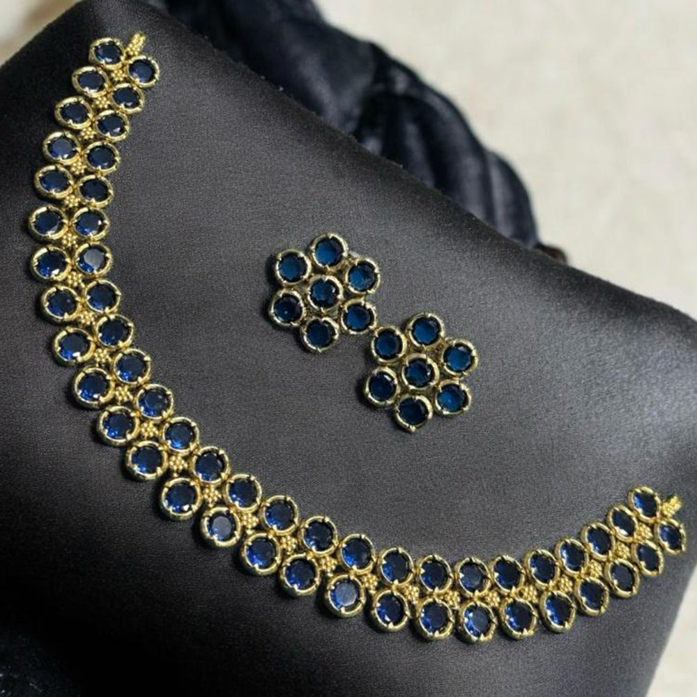 Sona Covering Gold Plated Pota Stone Necklace Set