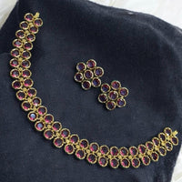 Sona Covering Gold Plated Pota Stone Necklace Set
