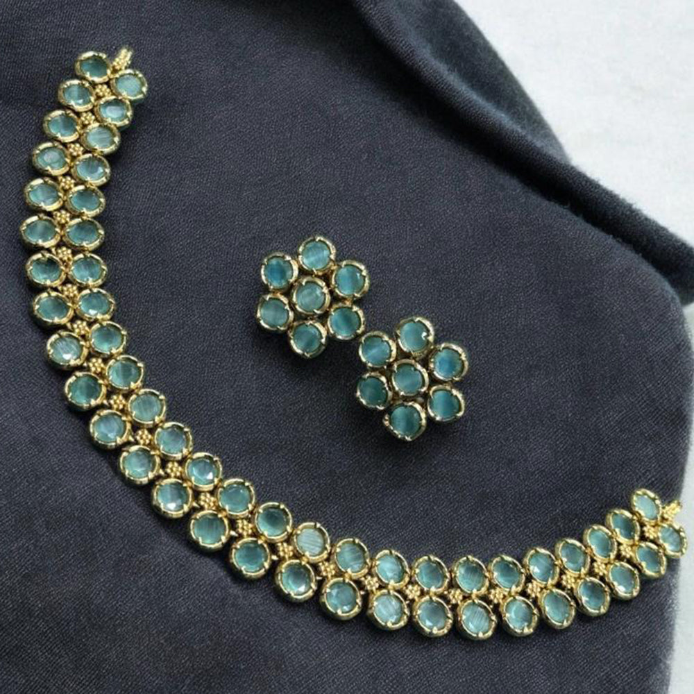 Sona Covering Gold Plated Pota Stone Necklace Set