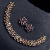 Sona Covering Gold Plated Pota Stone Necklace Set