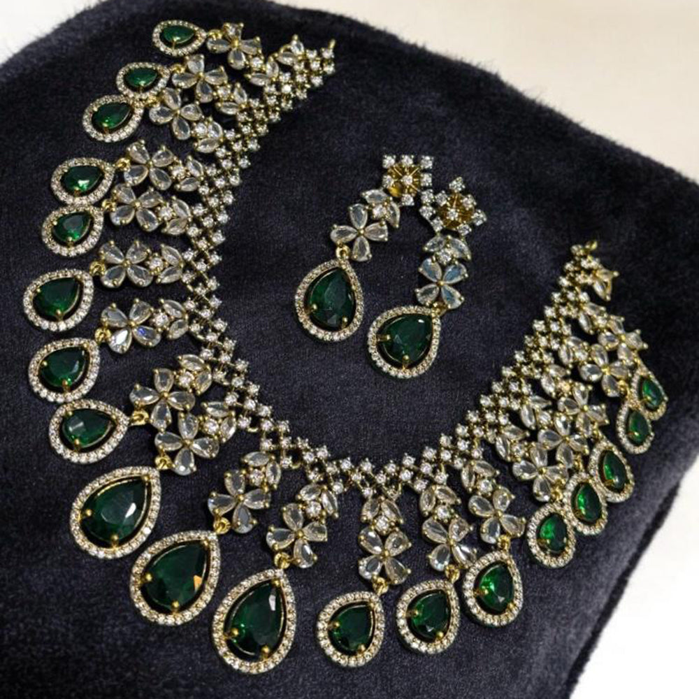 Sona Covering Gold Plated American Diamond Necklace Set