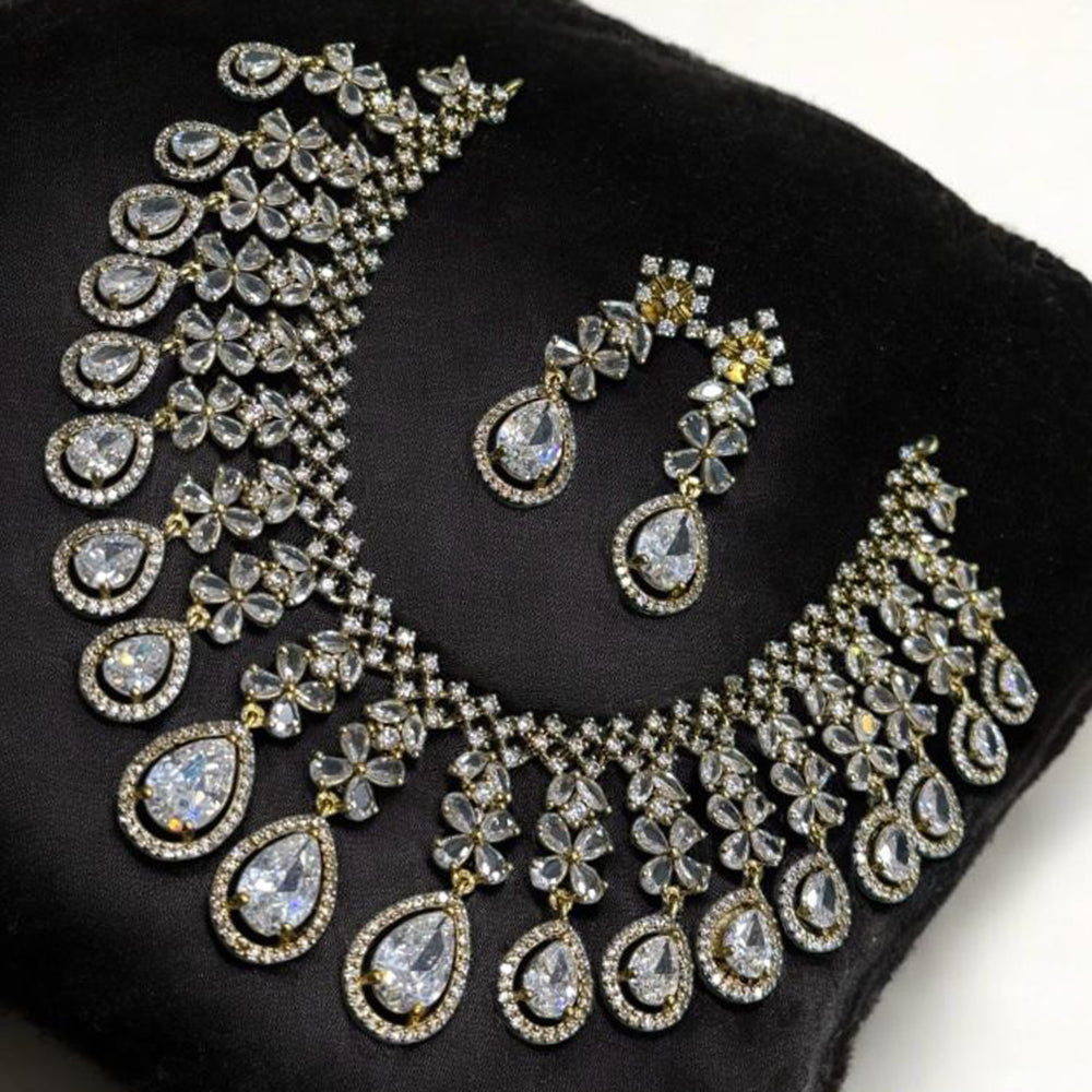 Sona Covering Gold Plated American Diamond Necklace Set
