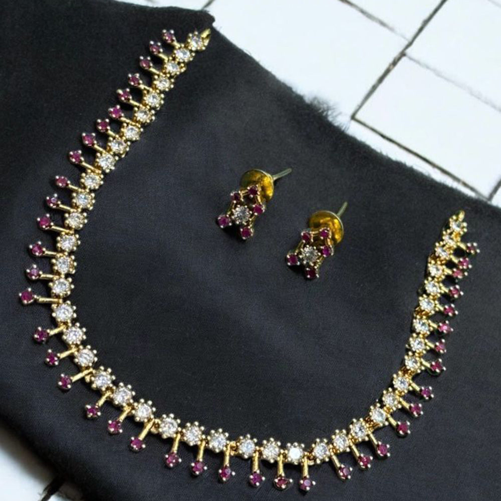 Sona Covering Charming Gold Plated Austrian Stone Necklace Set