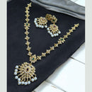 Sona Covering Bright Gold Plated Austrian Stone And Pearl Necklace Set