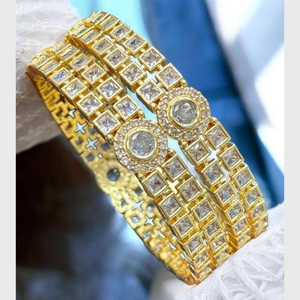 Sona Covering Ethnic Gold Plated Crystal Stone Bangles Set