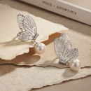 Urthn Beautiful Butterfly Shape Pearl Drop Earrings for Women Classic Ethnic & Party Wear