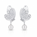 Urthn Beautiful Butterfly Shape Pearl Drop Earrings for Women Classic Ethnic & Party Wear(Pack Of 3)