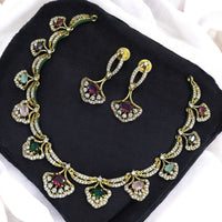 Sona Covering Charming Gold Plated Austrian Stone Necklace Set